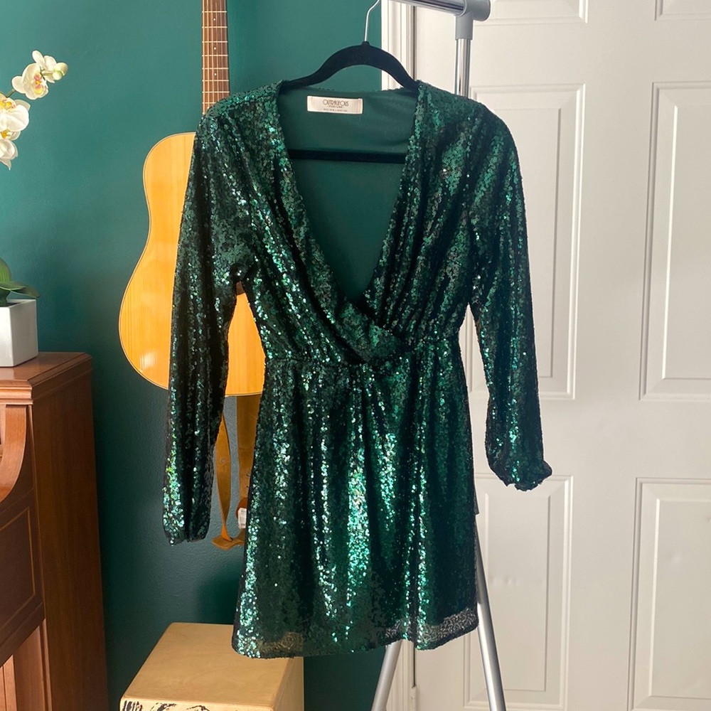 Emerald Green Sequin Mini Dress